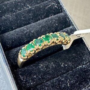 Vintage CI 10K Gold and Emerald Row Ring size 6